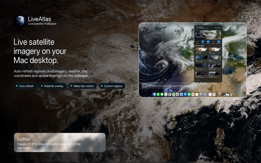 LiveAtlas live satellite wallpaper promotional image